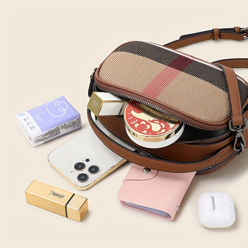 Ondy Retro Plaid Messenger Bag