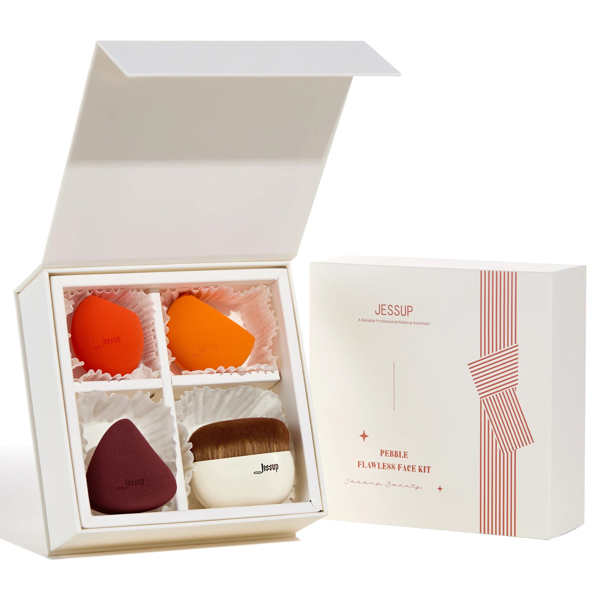 Jessup Pebble Flawless Face Kit – Professional Makeup Brush & Sponge Set