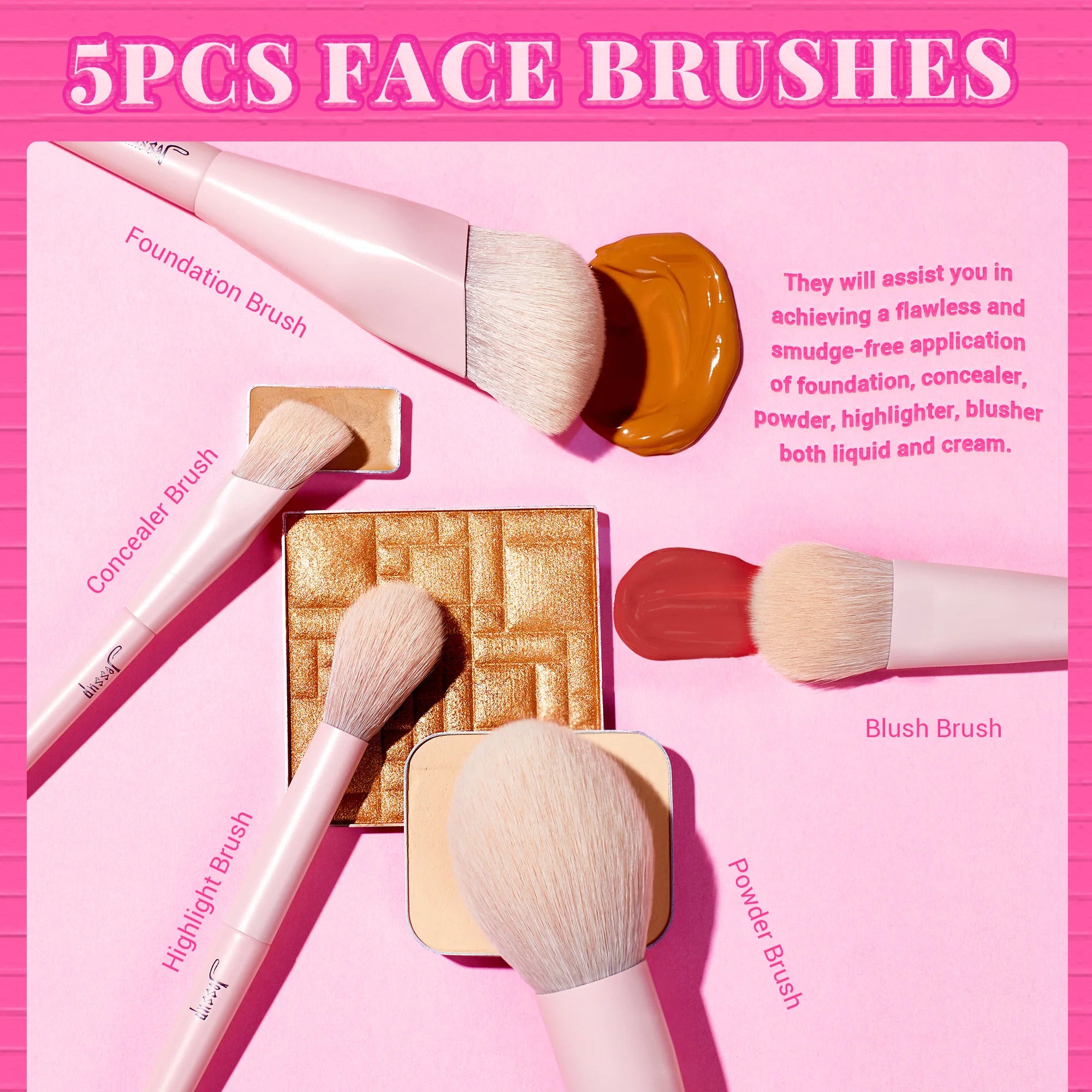 GlamPink Pro 14-Piece Vegan Brush Collection