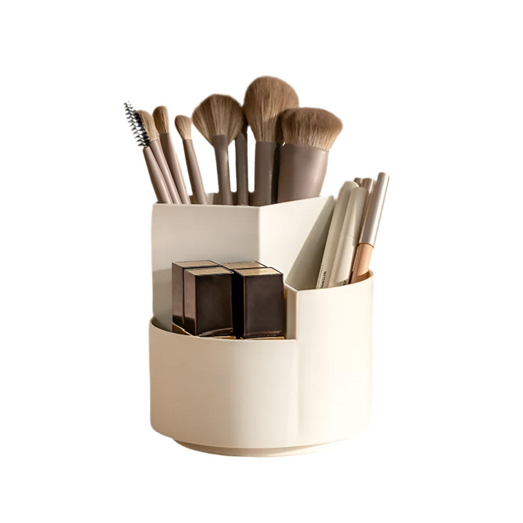 360° Rotating Makeup Organizer with 3 Compartments
