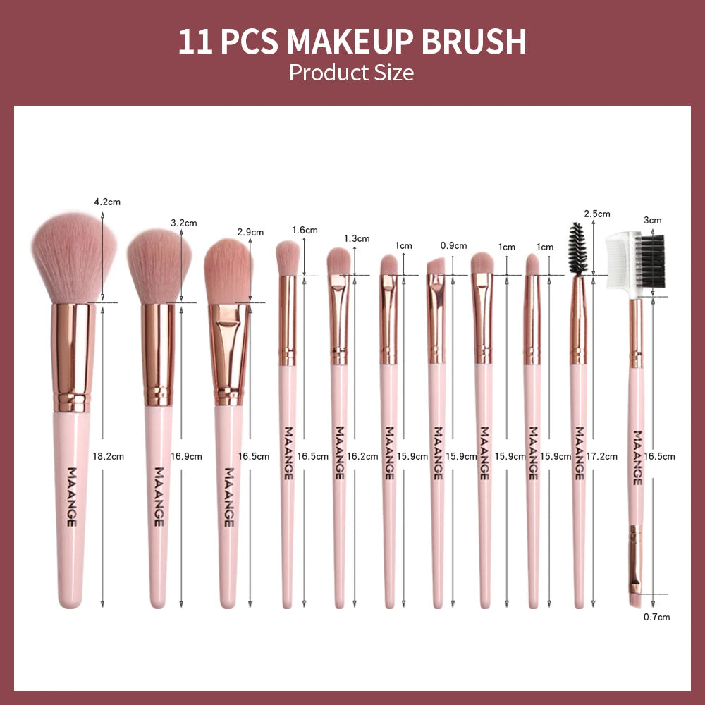 MAANGE Pro Pink Eye & Face Makeup Brush Set – 1 to 14PCS Cosmetic Tools for a Flawless Finish