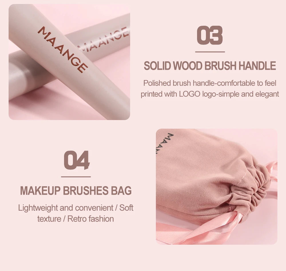 MAANGE Pro Brush Set – 4/13PCS Complete Face & Eye Makeup Kit with Travel Bag