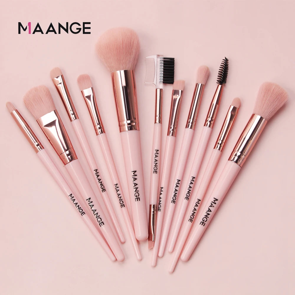 MAANGE Pro Pink Eye & Face Makeup Brush Set – 1 to 14PCS Cosmetic Tools for a Flawless Finish