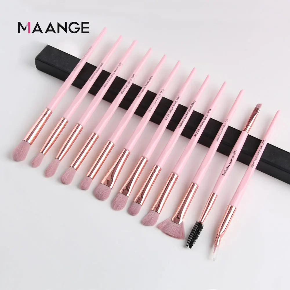 MAANGE Pro Pink Eye & Face Makeup Brush Set – 1 to 14PCS Cosmetic Tools for a Flawless Finish