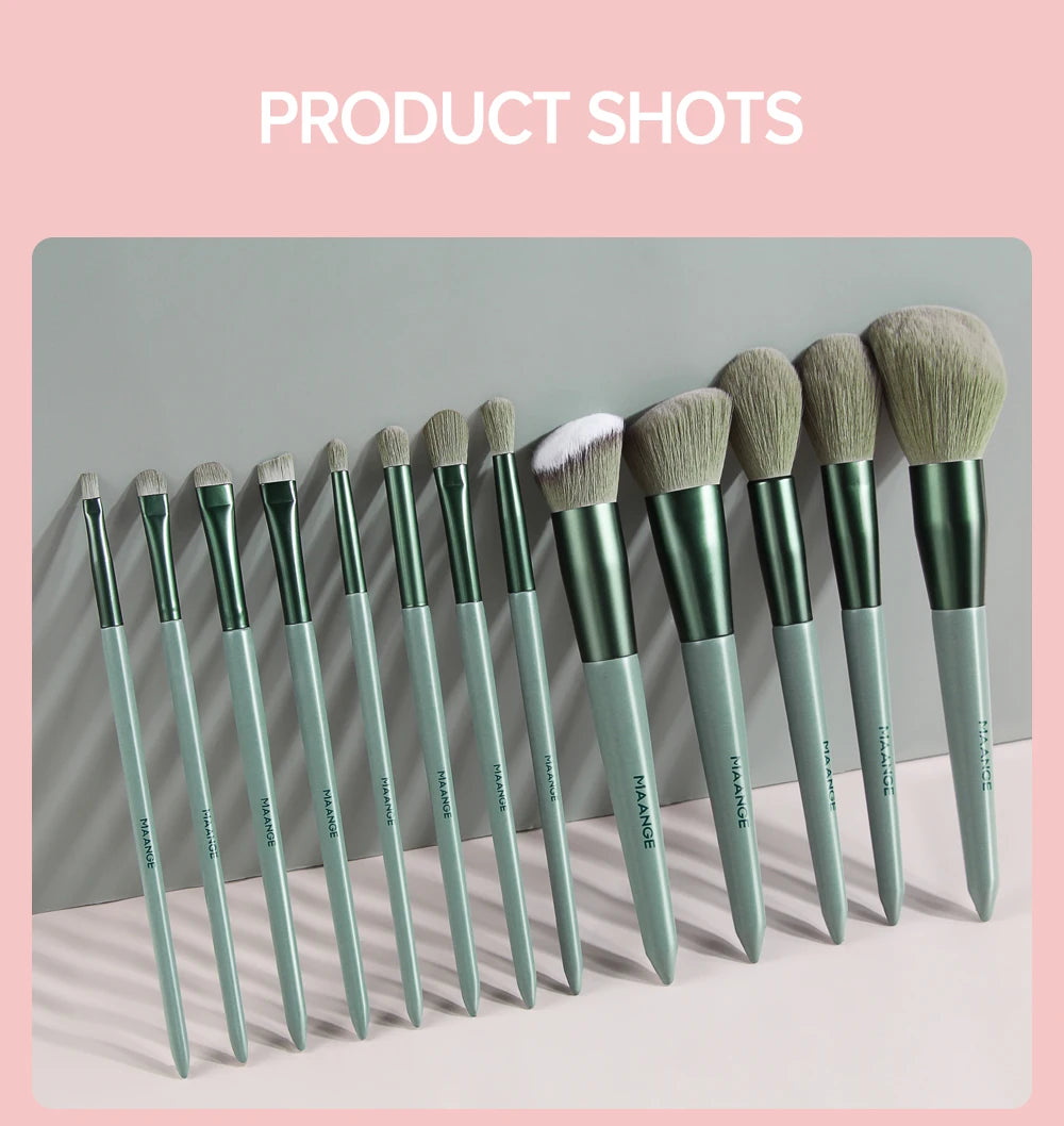 MAANGE Pro Brush Set – 4/13PCS Complete Face & Eye Makeup Kit with Travel Bag