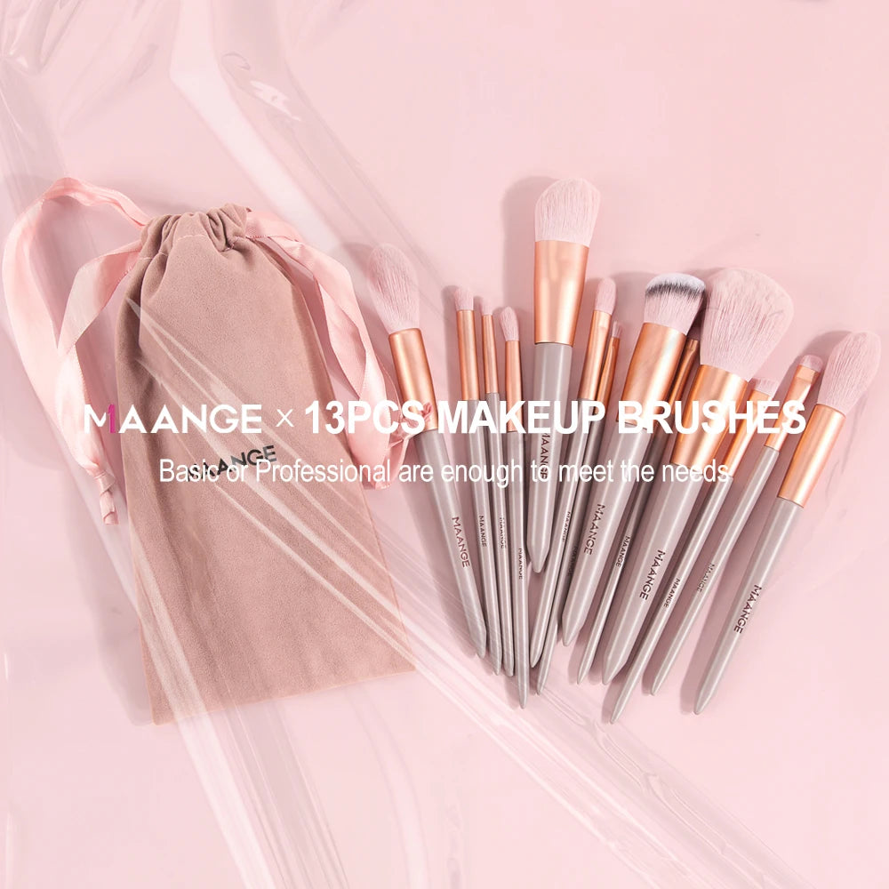 MAANGE Pro Brush Set – 4/13PCS Complete Face & Eye Makeup Kit with Travel Bag