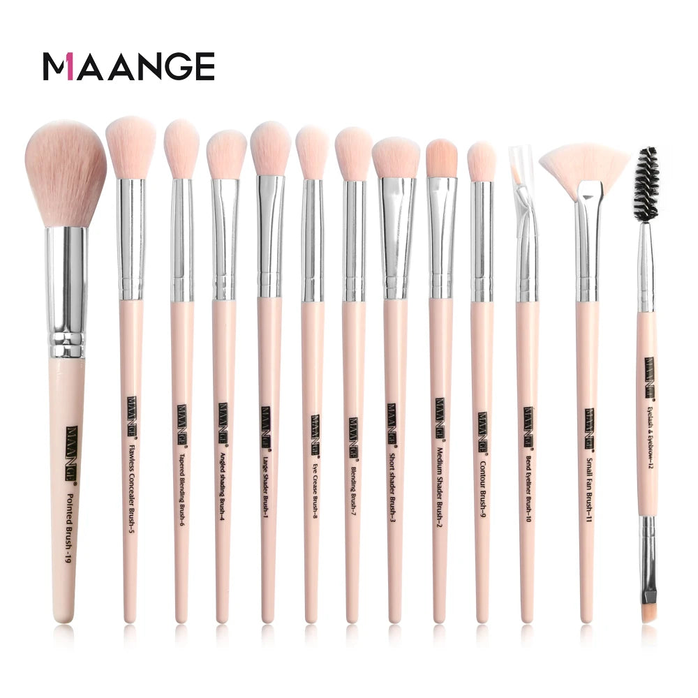 MAANGE Pro Pink Eye & Face Makeup Brush Set – 1 to 14PCS Cosmetic Tools for a Flawless Finish