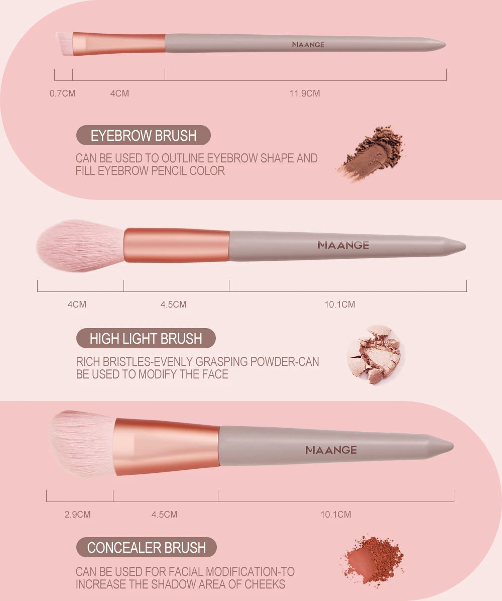 MAANGE Pro Brush Set – 4/13PCS Complete Face & Eye Makeup Kit with Travel Bag