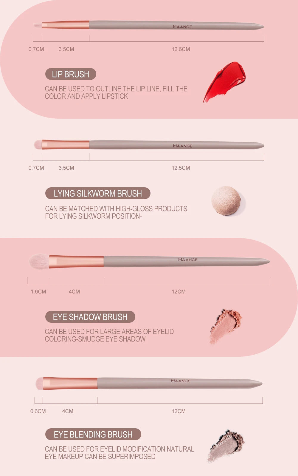 MAANGE Pro Brush Set – 4/13PCS Complete Face & Eye Makeup Kit with Travel Bag