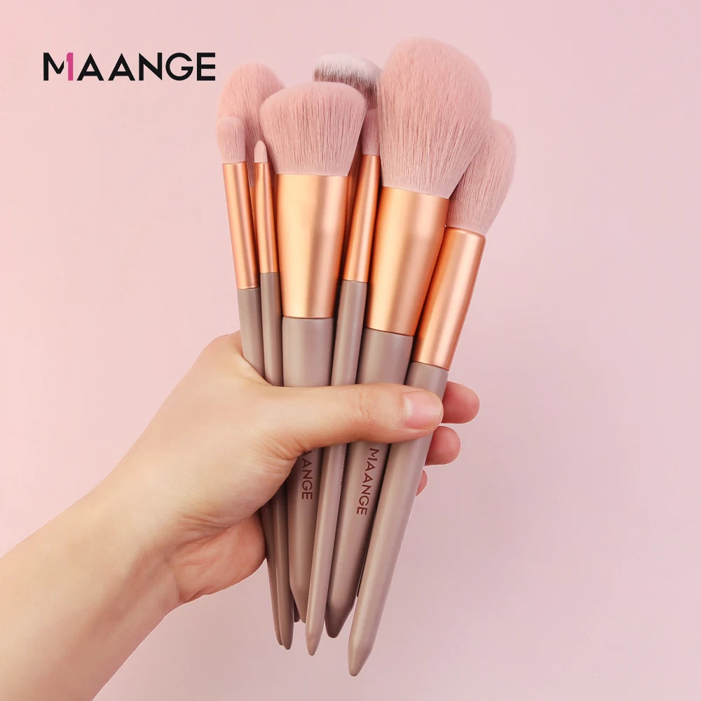 MAANGE Pro Brush Set – 4/13PCS Complete Face & Eye Makeup Kit with Travel Bag