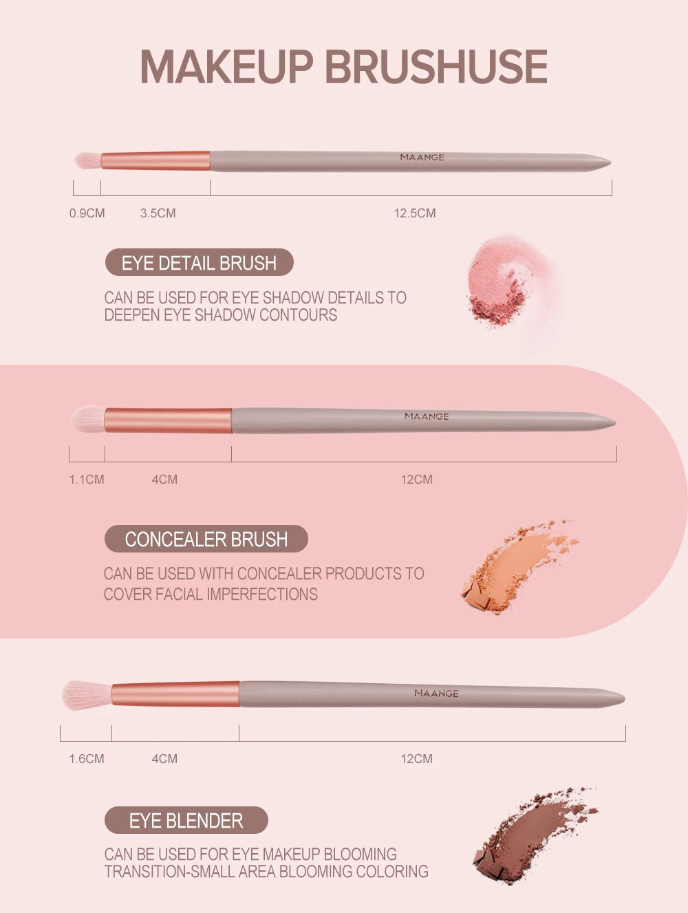 MAANGE Pro Brush Set – 4/13PCS Complete Face & Eye Makeup Kit with Travel Bag