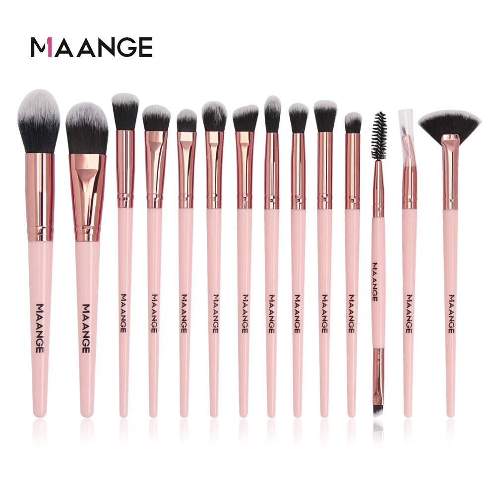 MAANGE Pro Pink Eye & Face Makeup Brush Set – 1 to 14PCS Cosmetic Tools for a Flawless Finish