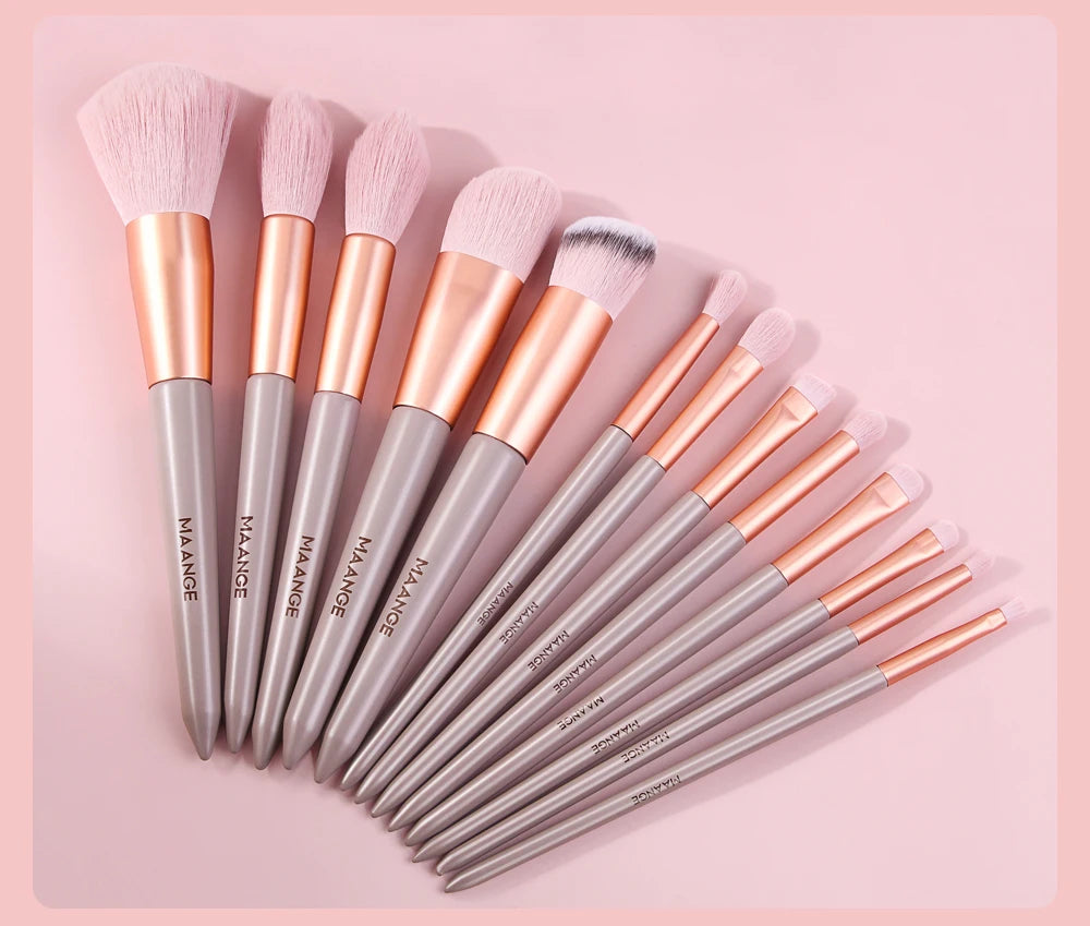 MAANGE Pro Brush Set – 4/13PCS Complete Face & Eye Makeup Kit with Travel Bag