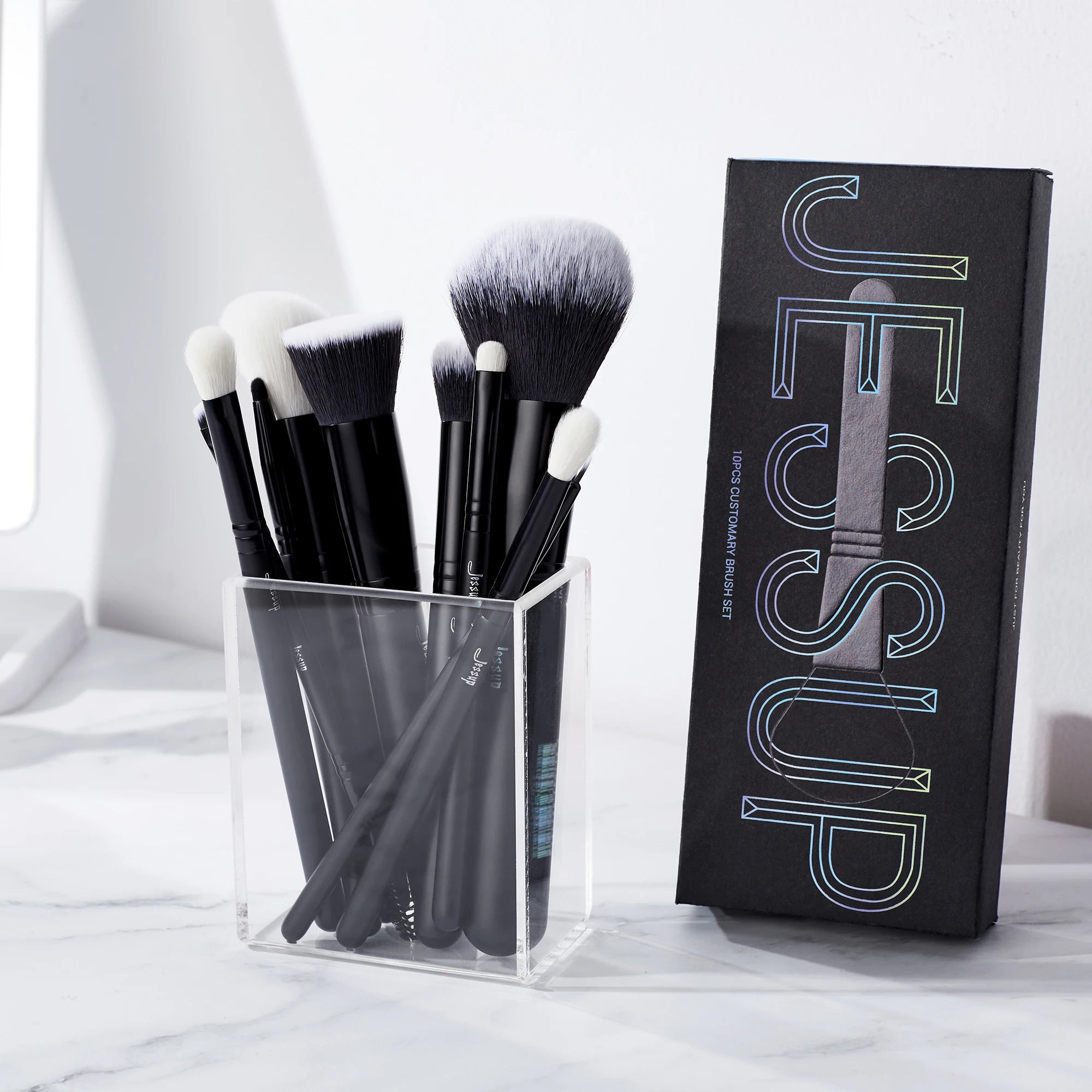Jessup VelvetFinish 10PC Pro Makeup Brush Set