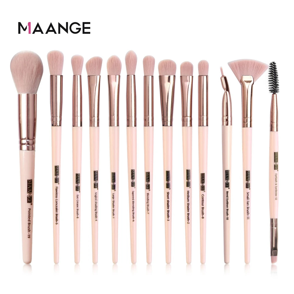 MAANGE Pro Pink Eye & Face Makeup Brush Set – 1 to 14PCS Cosmetic Tools for a Flawless Finish