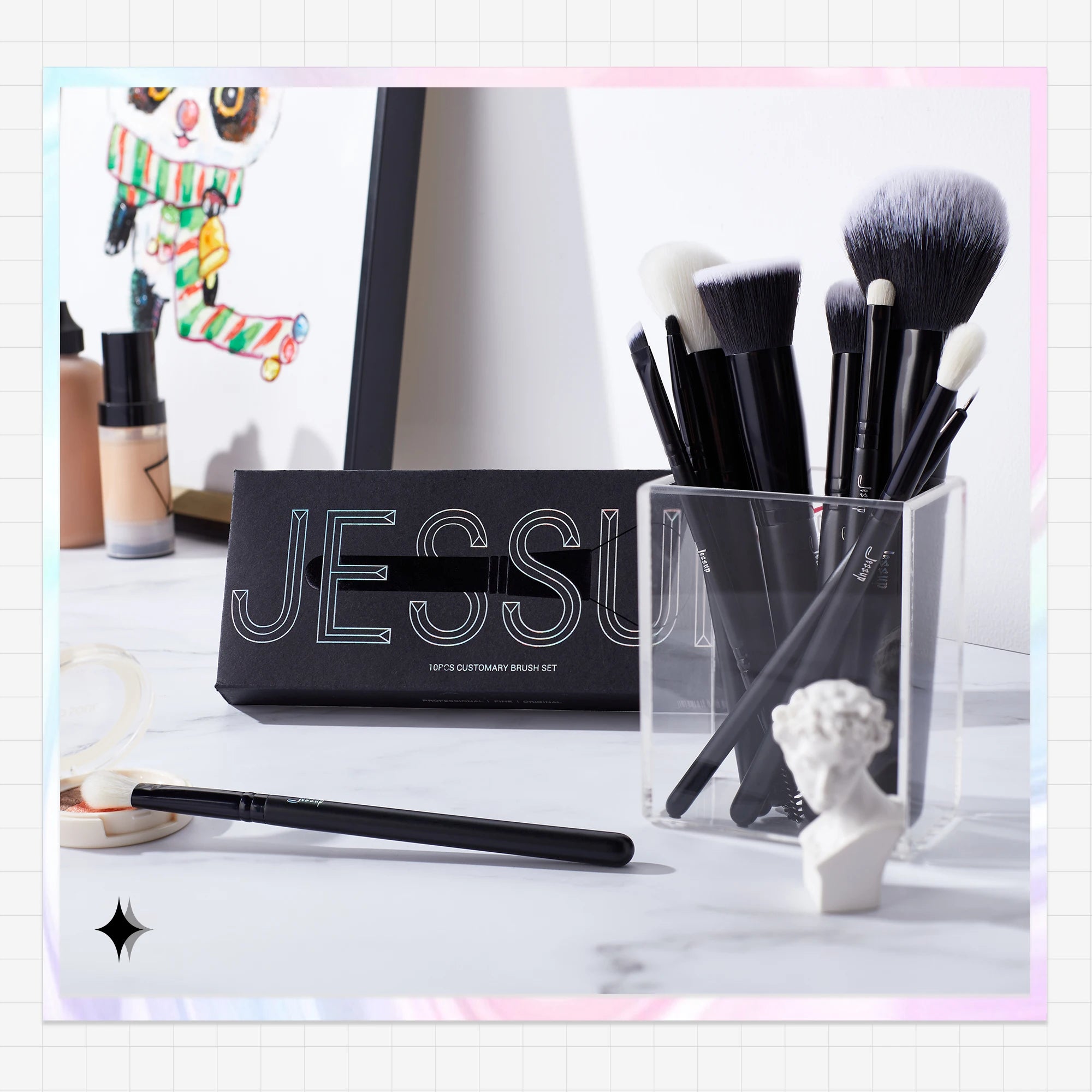 Jessup VelvetFinish 10PC Pro Makeup Brush Set