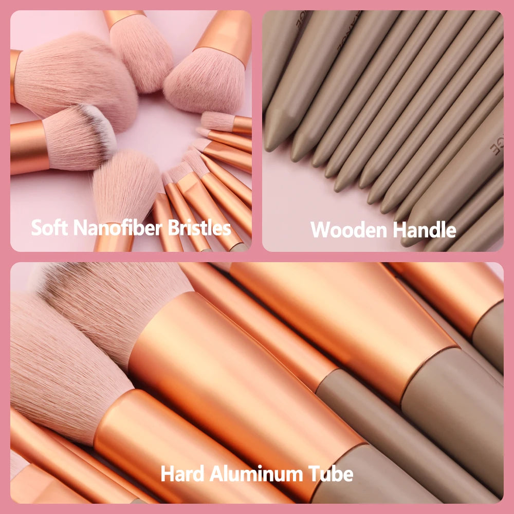MAANGE Pro Brush Set – 4/13PCS Complete Face & Eye Makeup Kit with Travel Bag