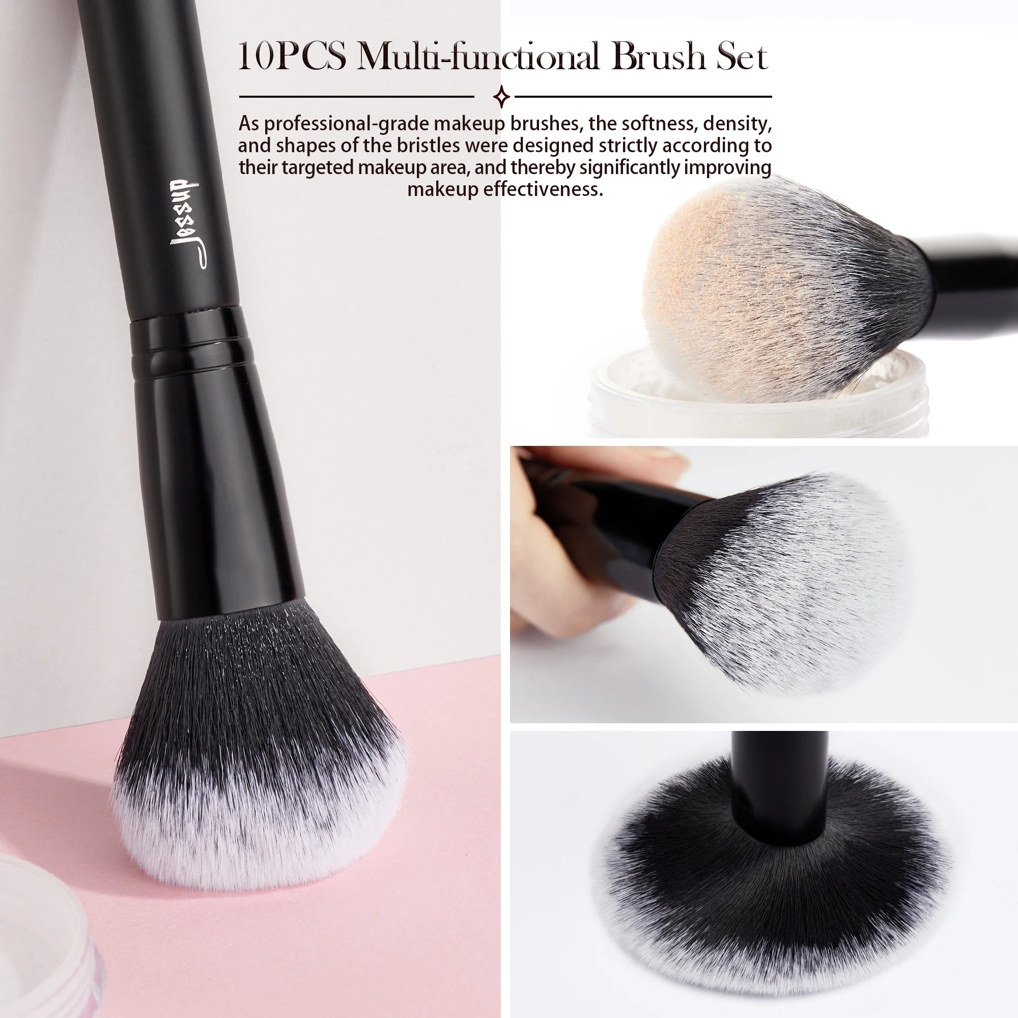 Jessup VelvetFinish 10PC Pro Makeup Brush Set