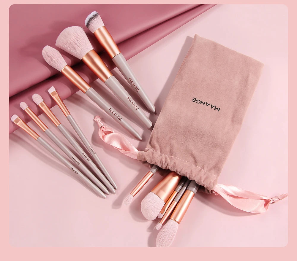MAANGE Pro Brush Set – 4/13PCS Complete Face & Eye Makeup Kit with Travel Bag
