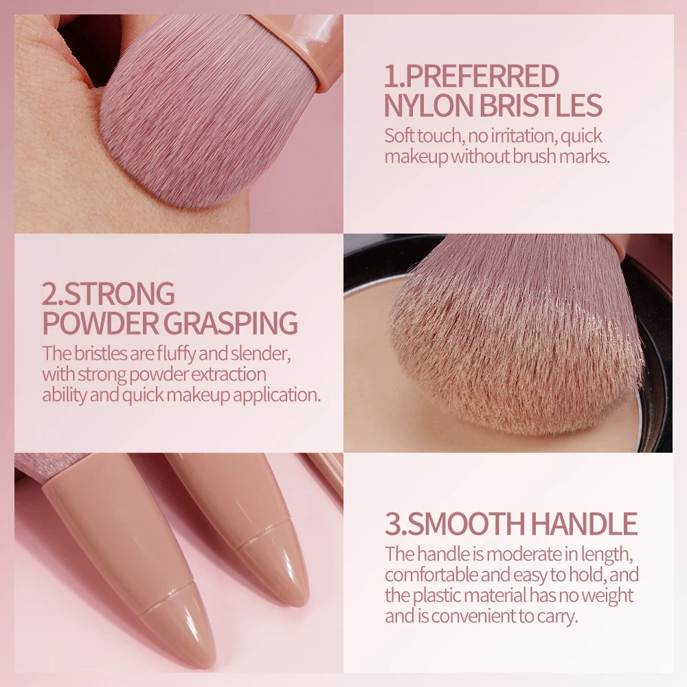 MAANGE 5-Piece Travel Makeup Brush Set with Mirror