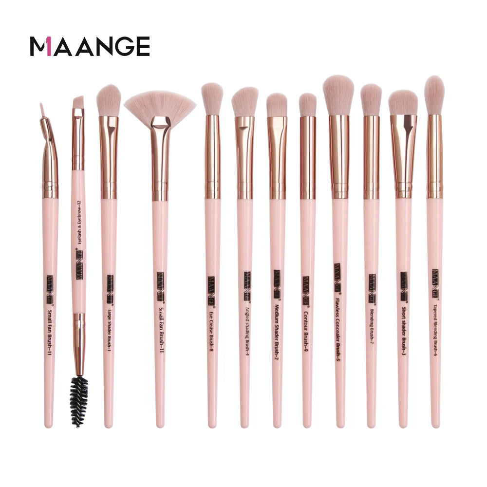 MAANGE Pro Pink Eye & Face Makeup Brush Set – 1 to 14PCS Cosmetic Tools for a Flawless Finish