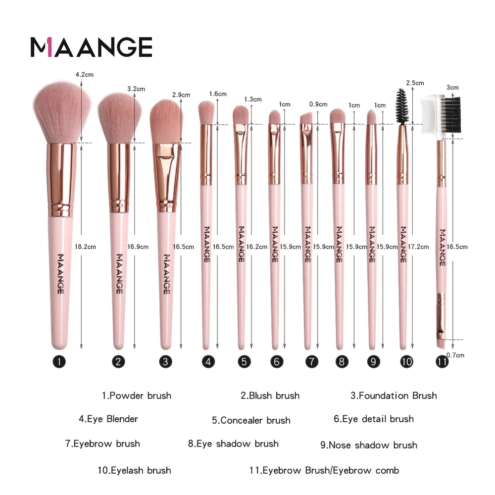 MAANGE Pro Pink Eye & Face Makeup Brush Set – 1 to 14PCS Cosmetic Tools for a Flawless Finish