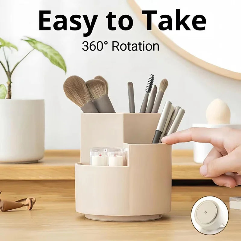 360° Rotating Makeup Organizer with 3 Compartments