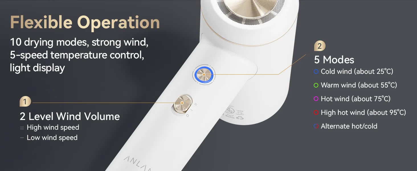 ANLAN High-Speed Hair Dryer – 200 Million Negative Ions