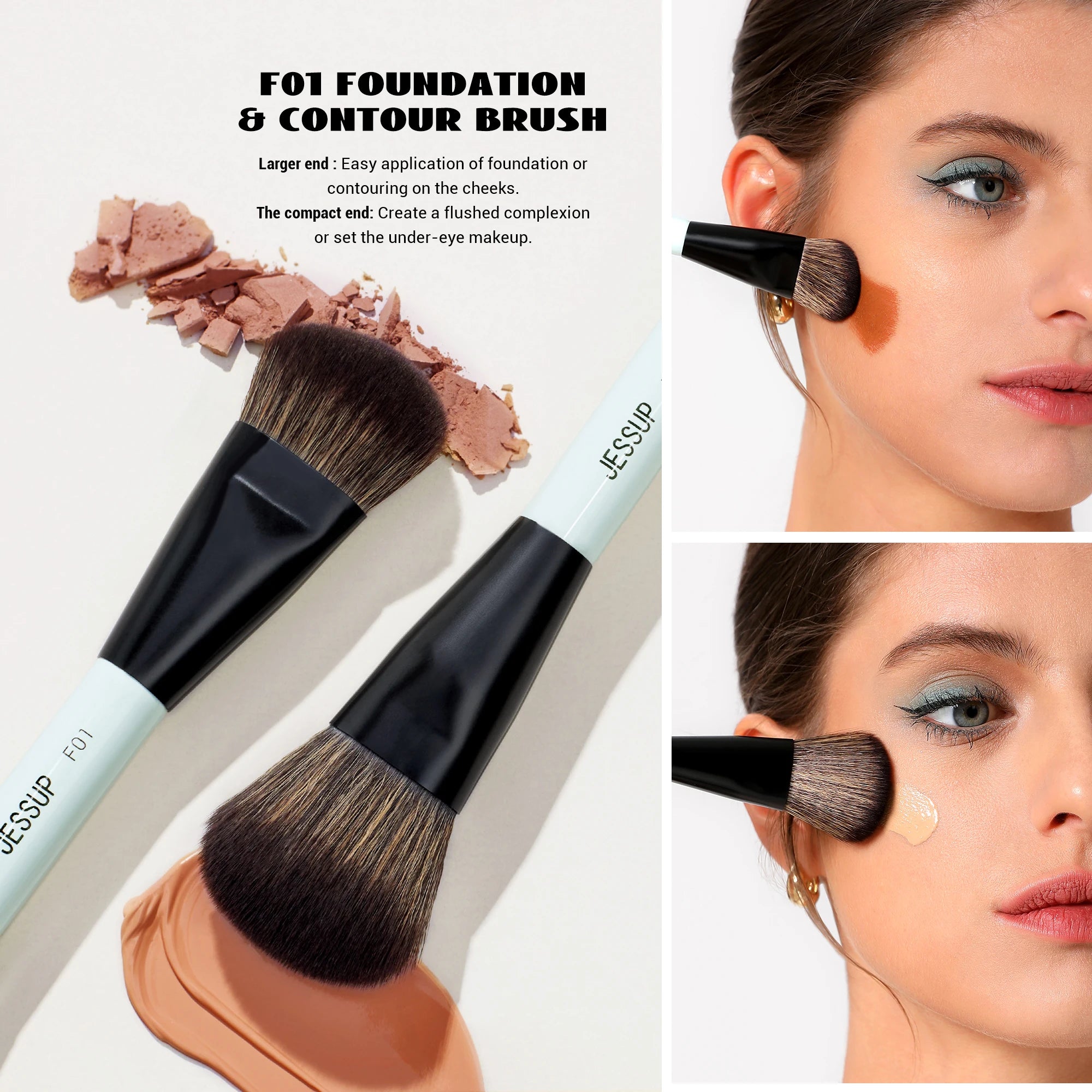 Jessup DuoGlow 3-Piece Makeup Brush Set