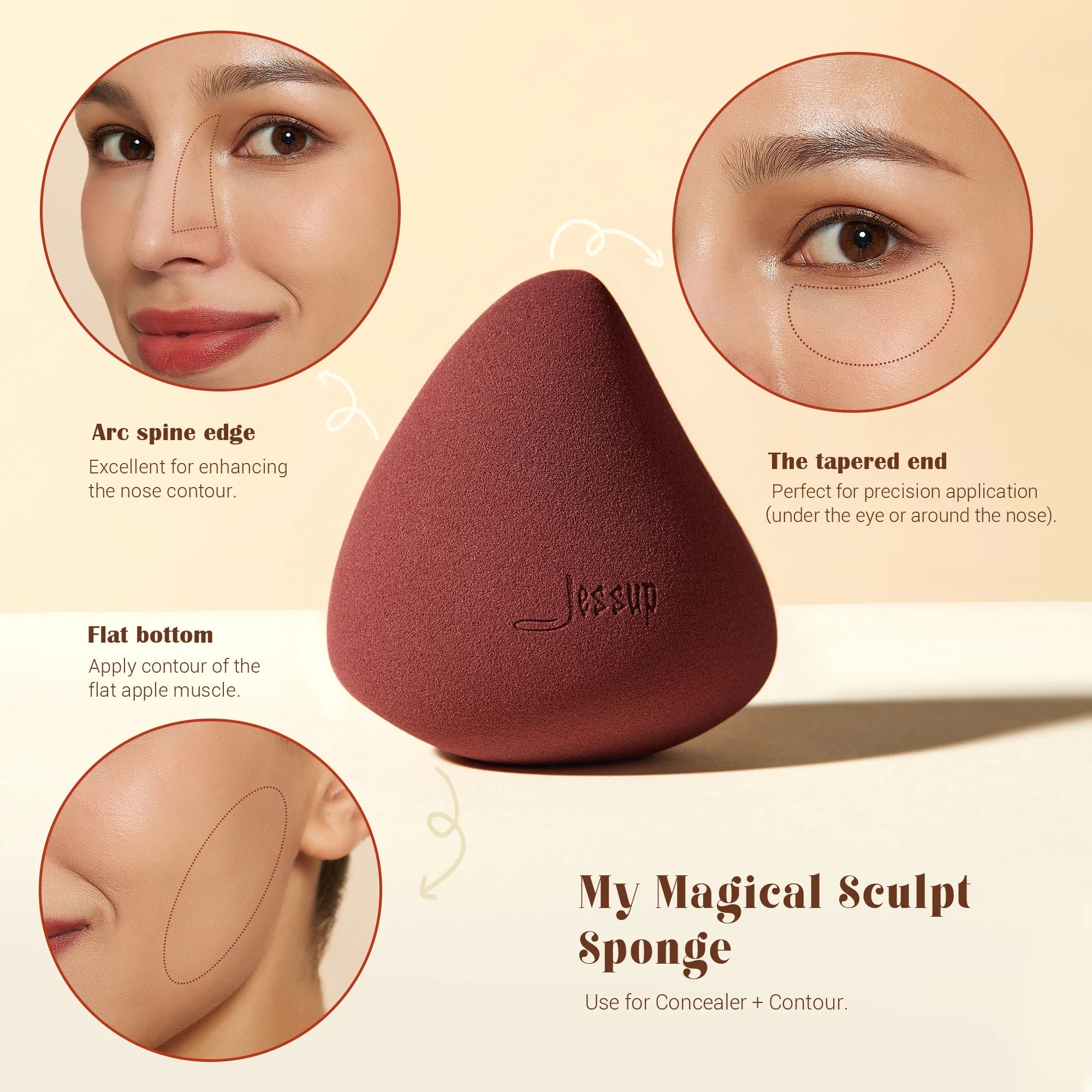 Jessup Pebble Flawless Face Kit – Professional Makeup Brush & Sponge Set