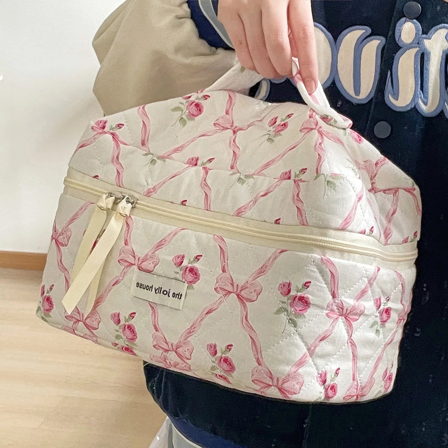 BloomBow Quilted Cosmetic Bag