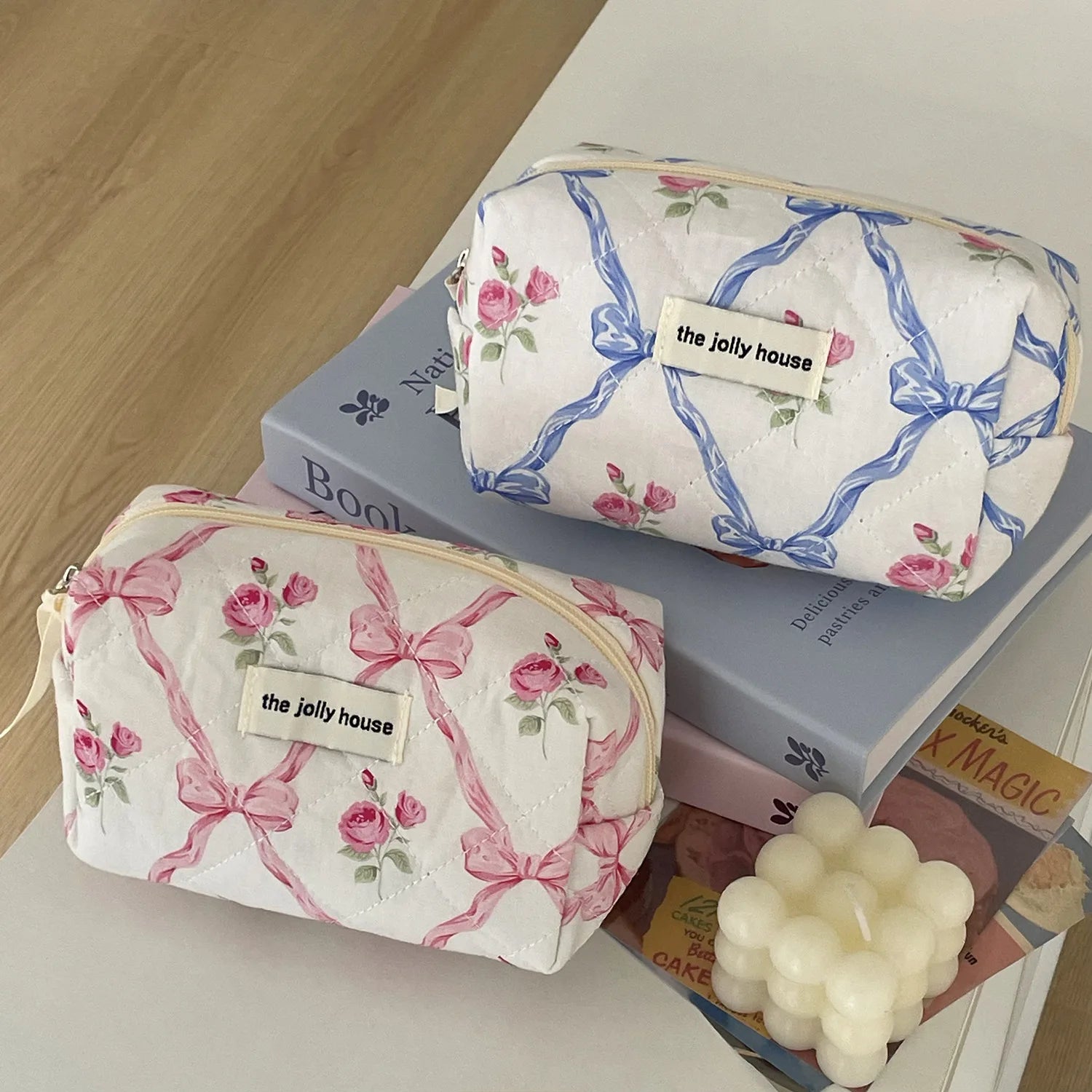 BloomBow Quilted Cosmetic Bag