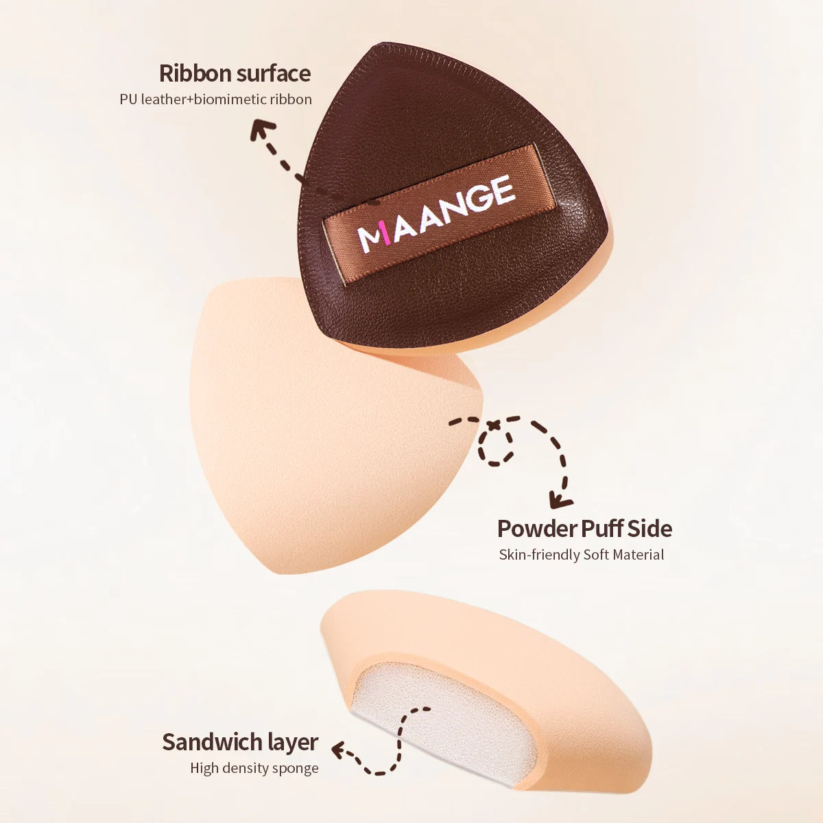 MAANGE VelvetFinish 15pcs Makeup Brush Set with Beauty Sponges