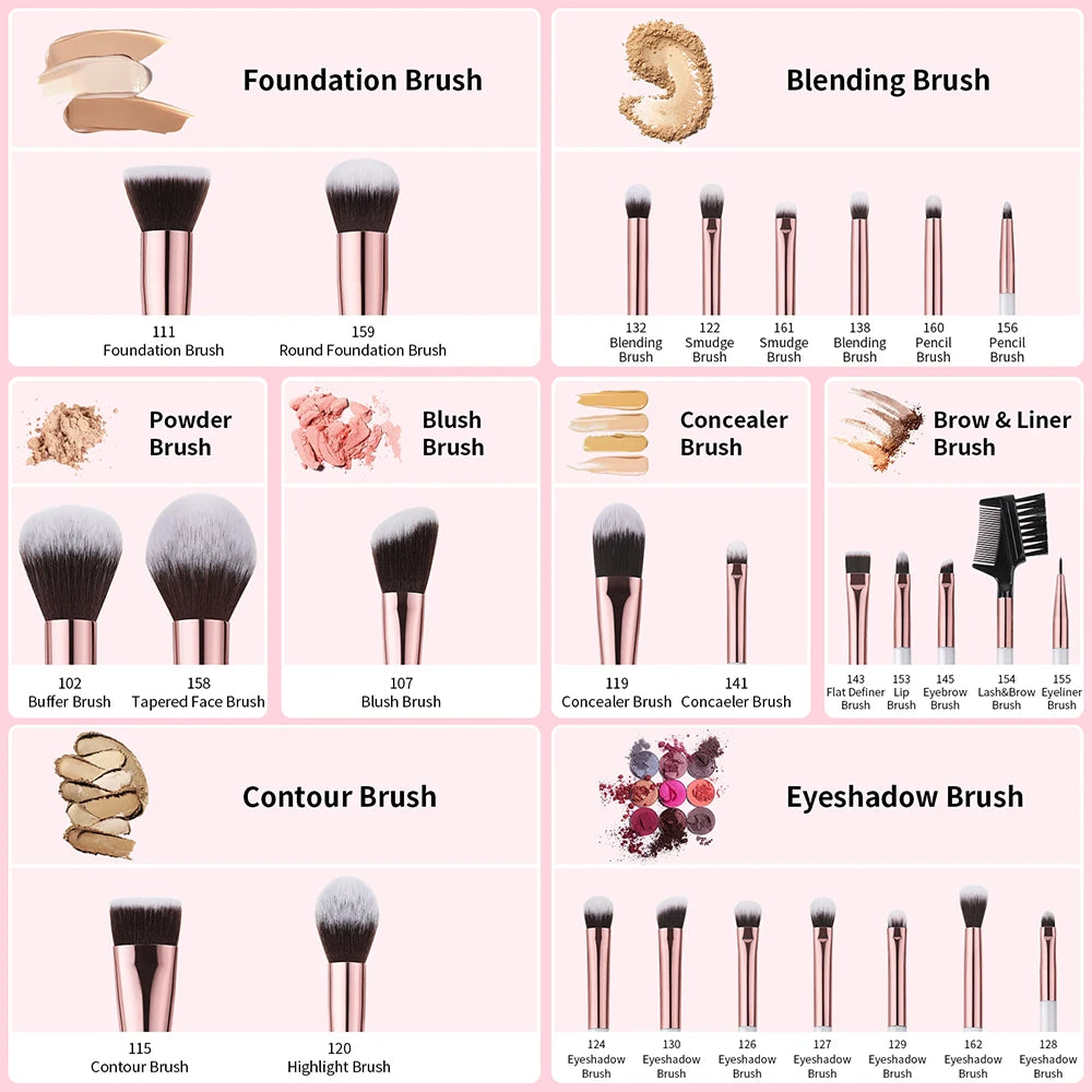 FlawlessTouch Full Professional Makeup Brush Collection