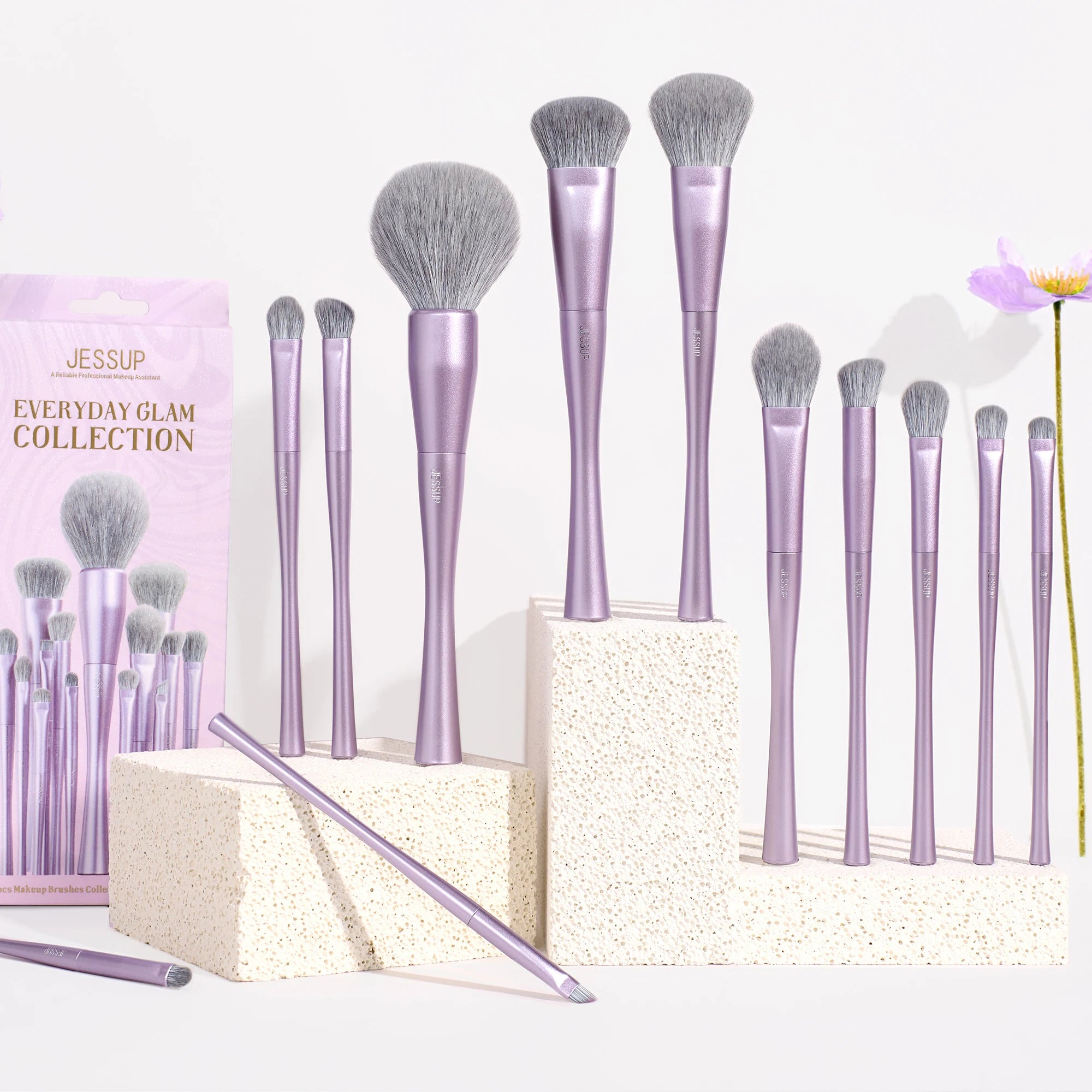 Jessup T512 Makeup Brush Set – 3 to 14pcs Vegan Brushes for Face & Eyes