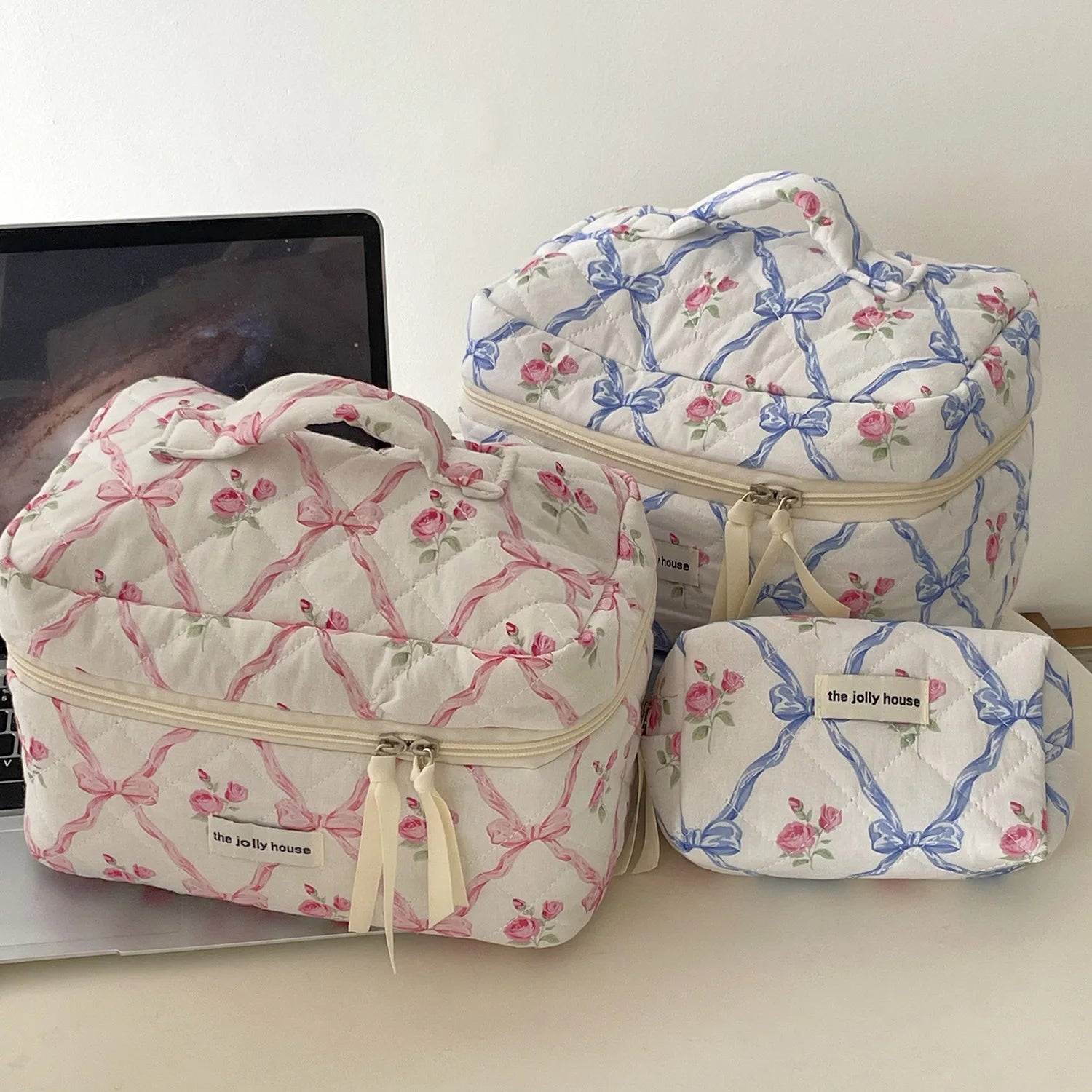 BloomBow Quilted Cosmetic Bag