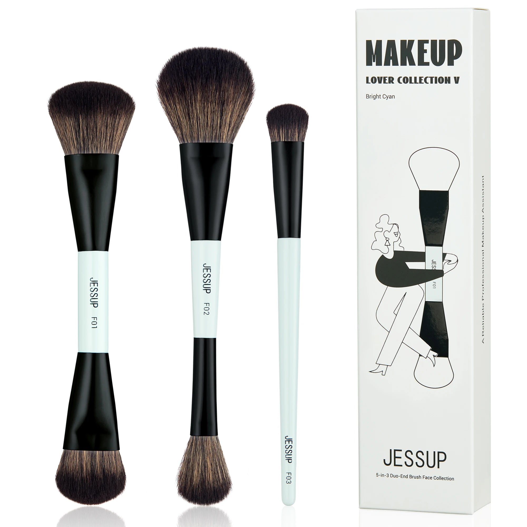 Jessup DuoGlow 3-Piece Makeup Brush Set