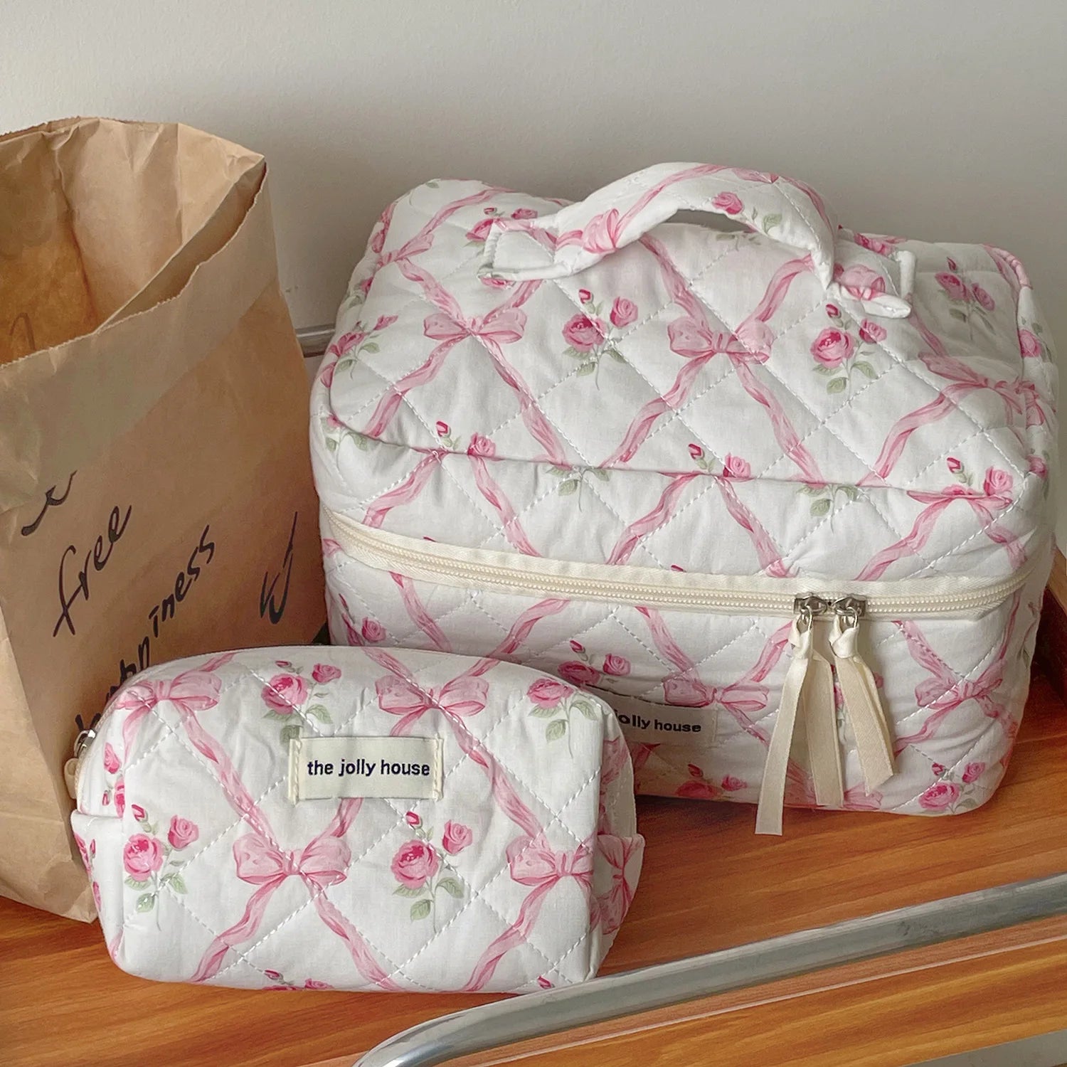 BloomBow Quilted Cosmetic Bag