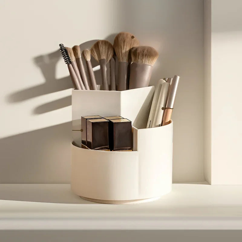 360° Rotating Makeup Organizer with 3 Compartments
