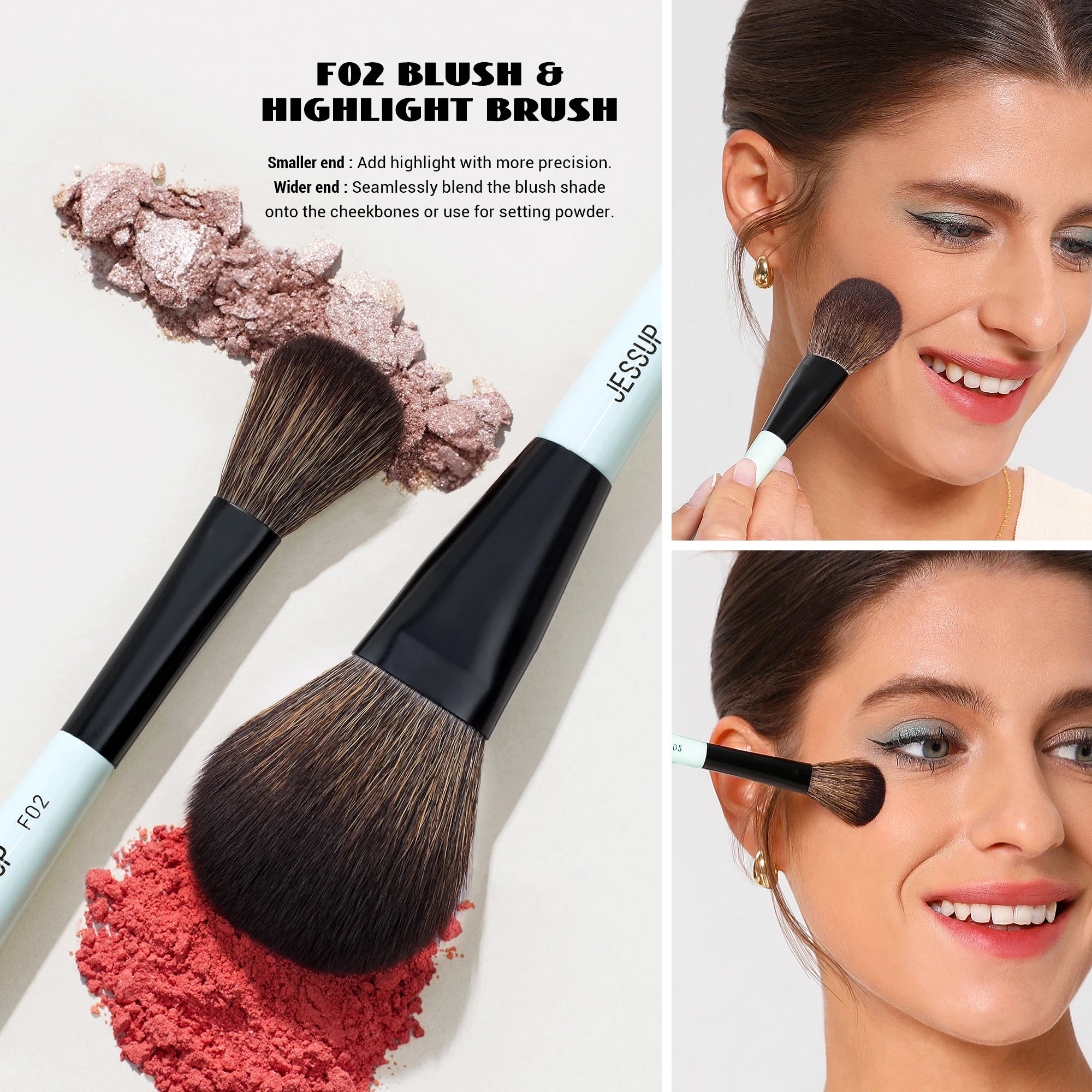 Jessup DuoGlow 3-Piece Makeup Brush Set