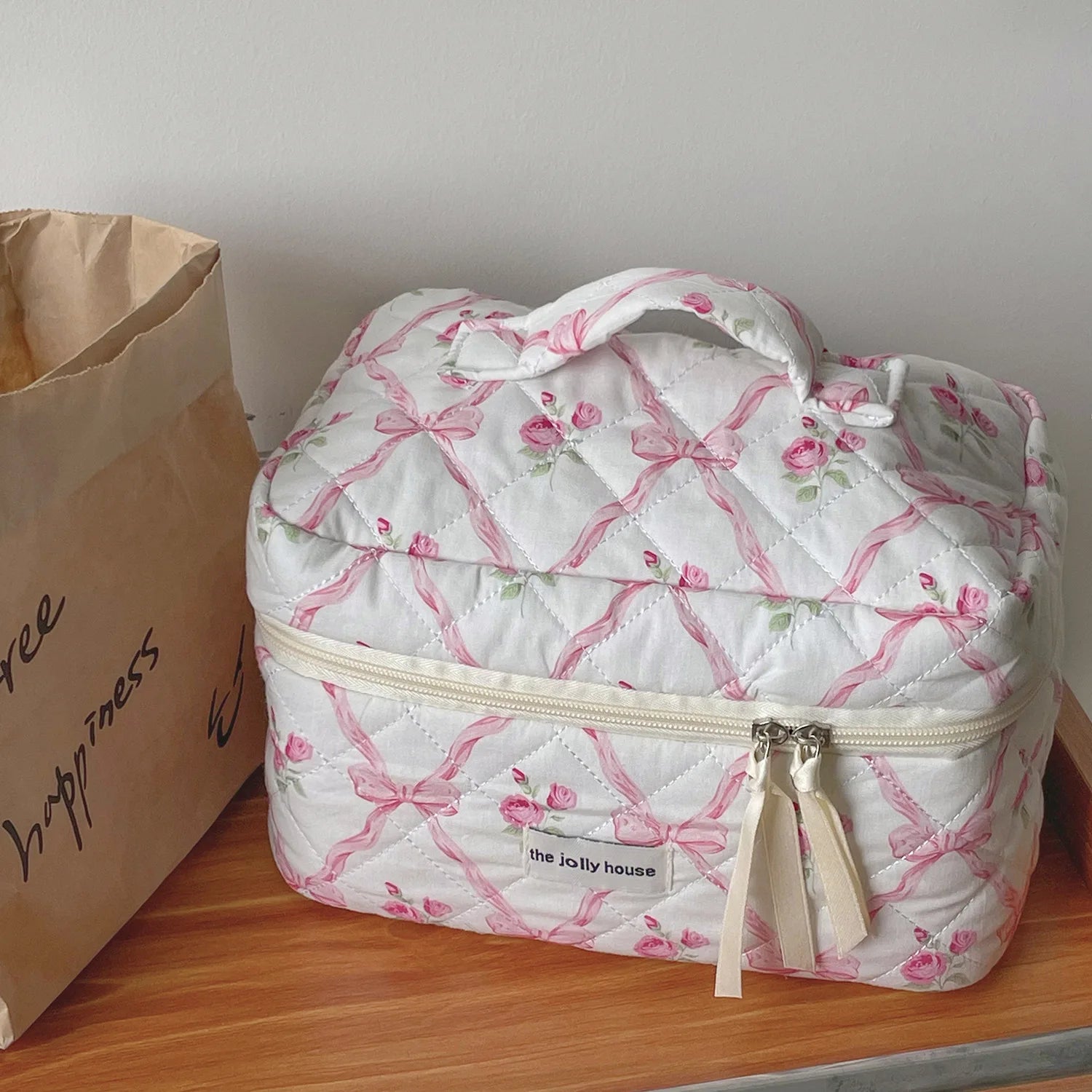 BloomBow Quilted Cosmetic Bag
