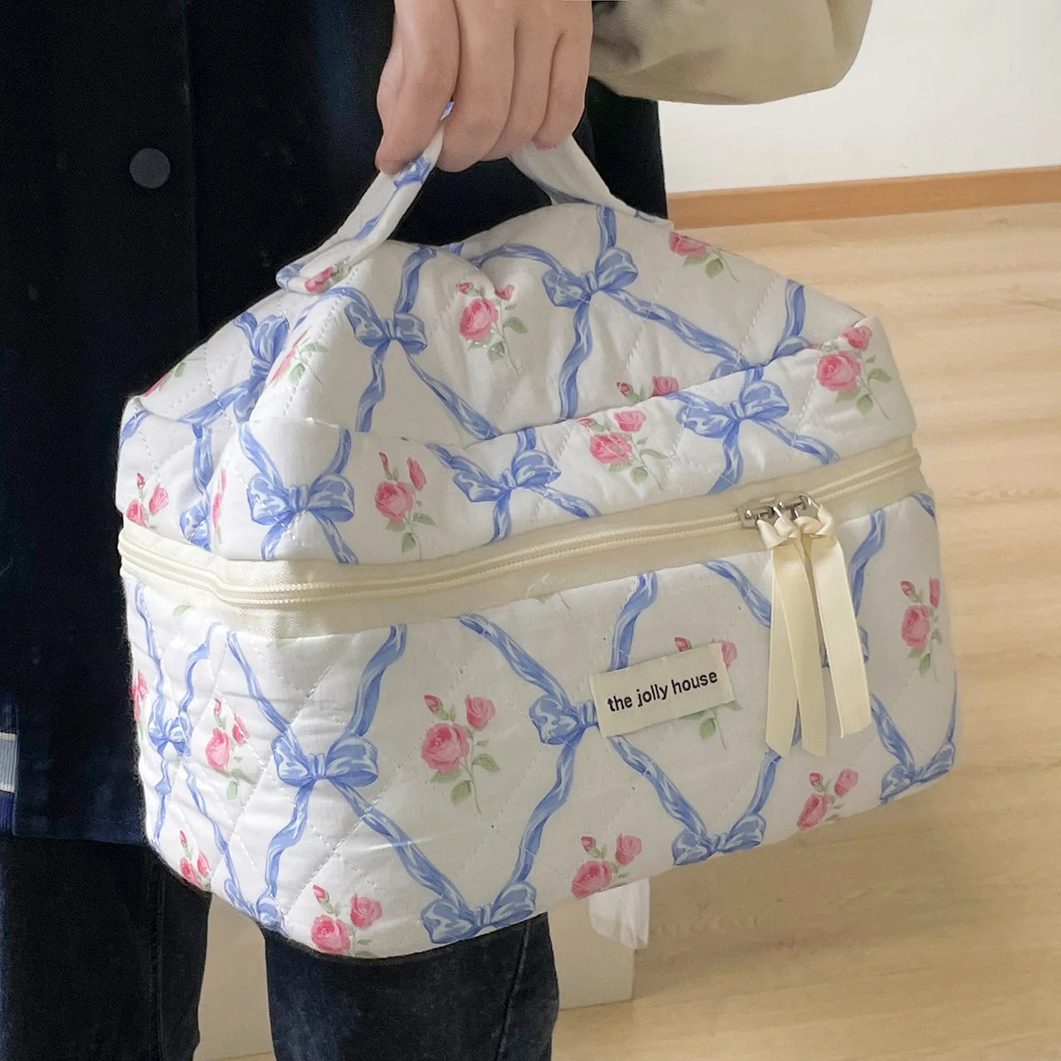BloomBow Quilted Cosmetic Bag