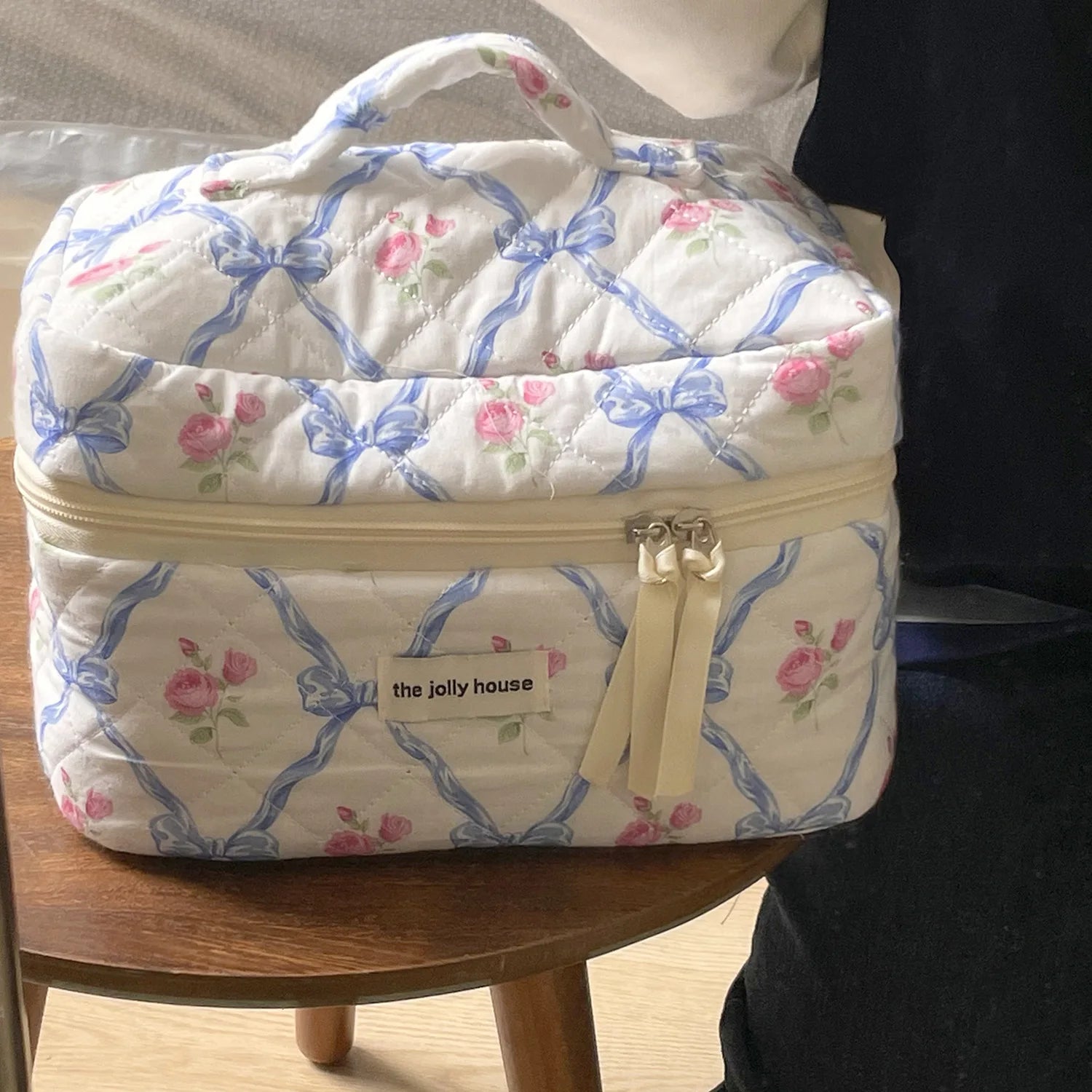 BloomBow Quilted Cosmetic Bag