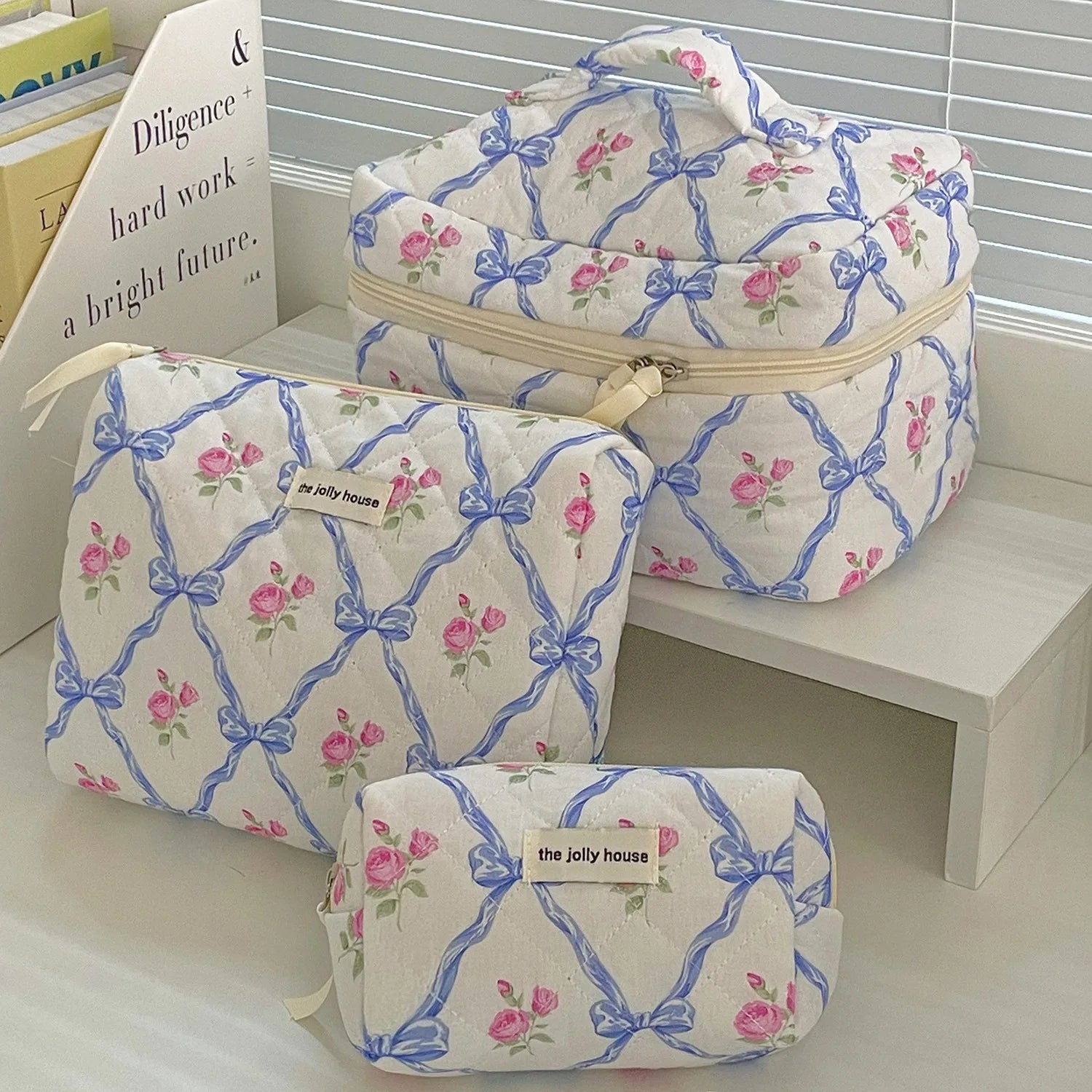 BloomBow Quilted Cosmetic Bag