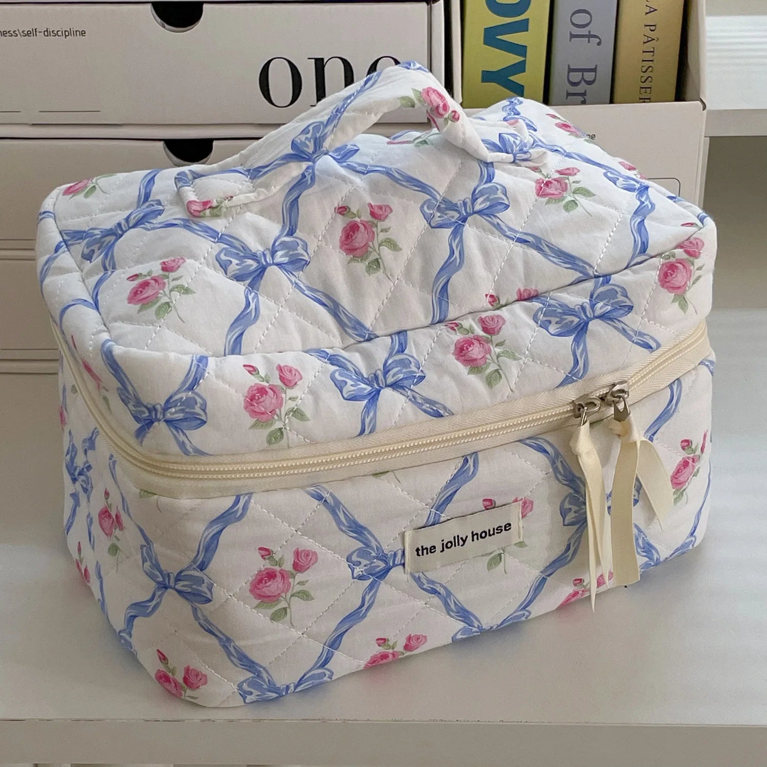 BloomBow Quilted Cosmetic Bag