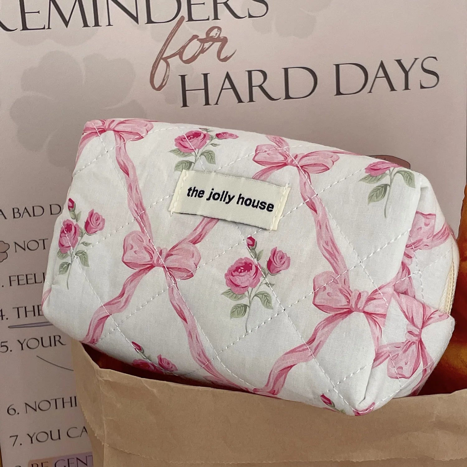 BloomBow Quilted Cosmetic Bag