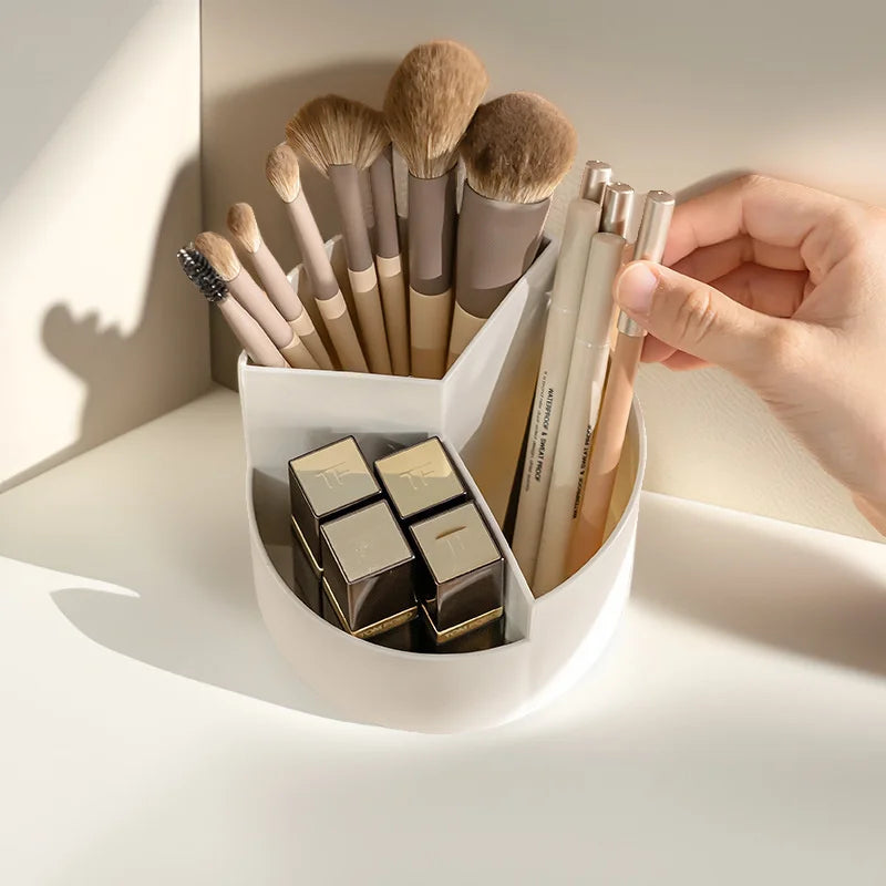360° Rotating Makeup Organizer with 3 Compartments