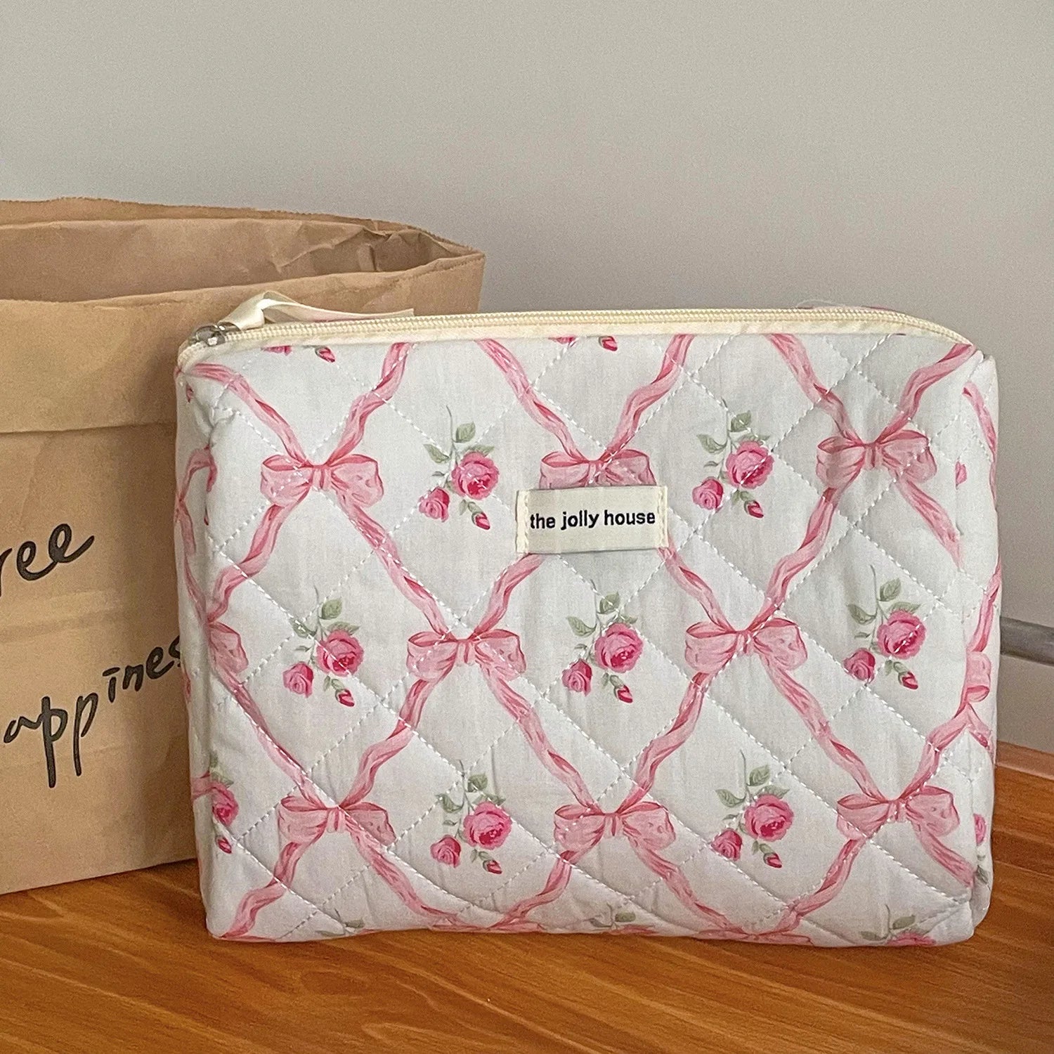 BloomBow Quilted Cosmetic Bag