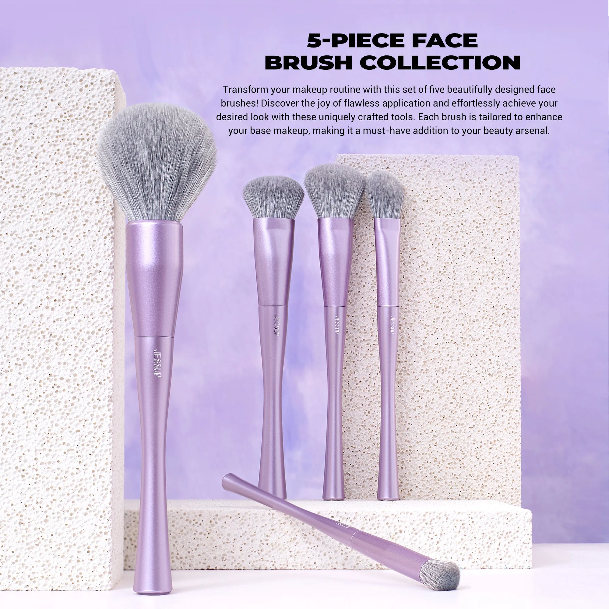 Jessup T512 Makeup Brush Set – 3 to 14pcs Vegan Brushes for Face & Eyes