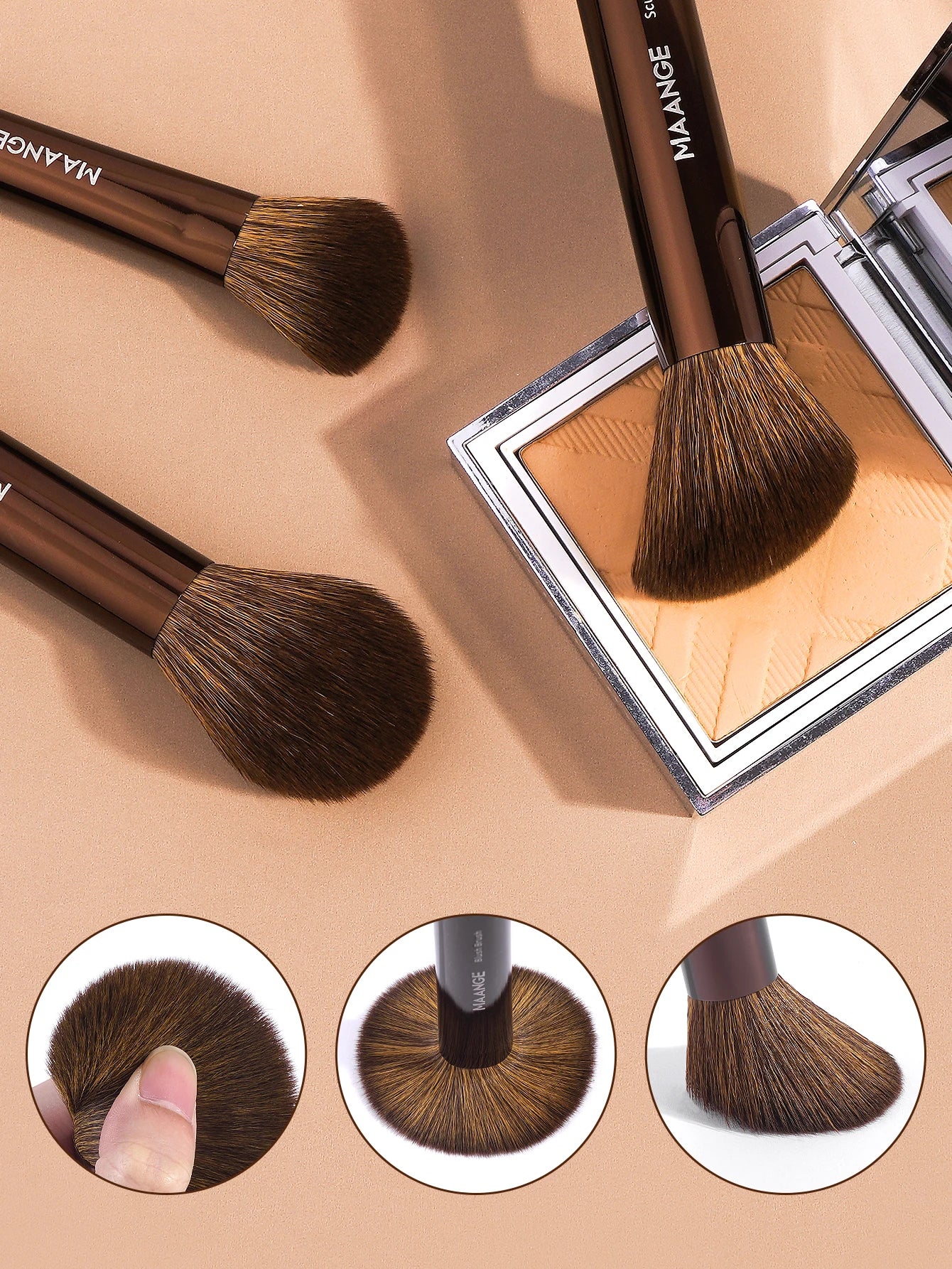 MAANGE VelvetFinish 15pcs Makeup Brush Set with Beauty Sponges